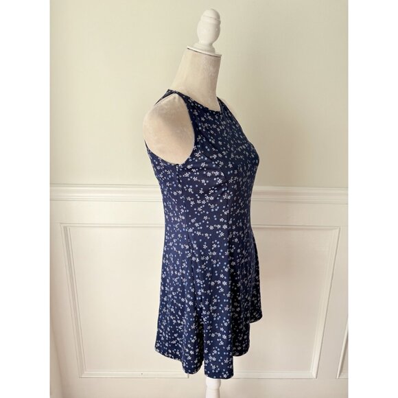 Younique Blue Floral Mini Dress Sleeveless Halter Neck Lightweight Womens S - Picture 2 of 4